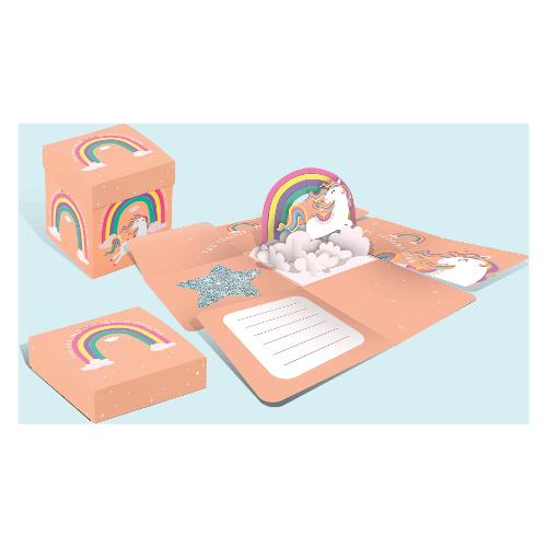 Marpimar Biglietto auguri Generico ORIGAMI Scatola Pop Up 3D Unicorn 22ORBX03