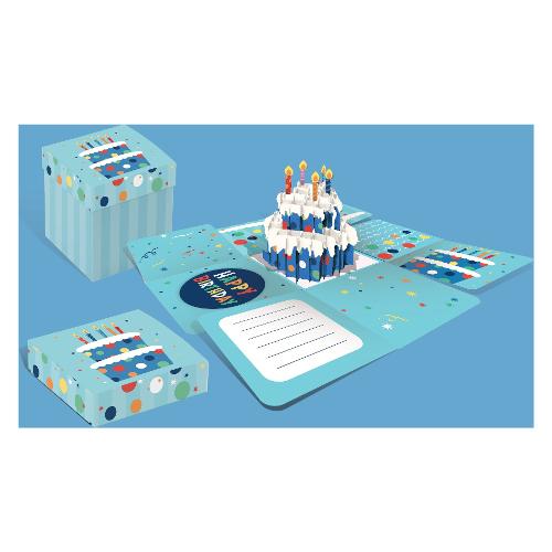 Biglietto auguri Compleanno ORIGAMI Scatola Pop Up 3D Cake 22ORBX05