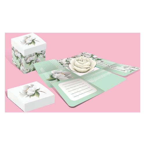 Marpimar Biglietto auguri ORIGAMI Scatola Pop Up 3D White Rose 22ORBX06