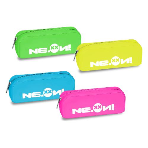 ASTUCCIO colori neon MONOCROMO pigna FLUO con zip VERDE tombolino IN  SILICONE