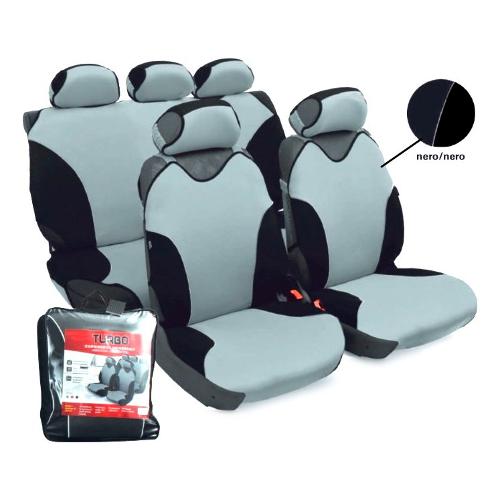 Co Ra Coprisedili auto set anteriori e posteriori TURBO Nero 0128914