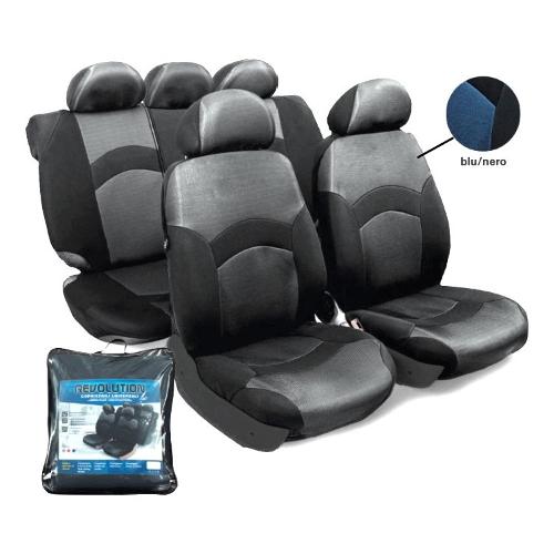 Co Ra Coprisedili auto 4 pz anteriori e posteriori REVOLUTION Blu e Nero 0128906