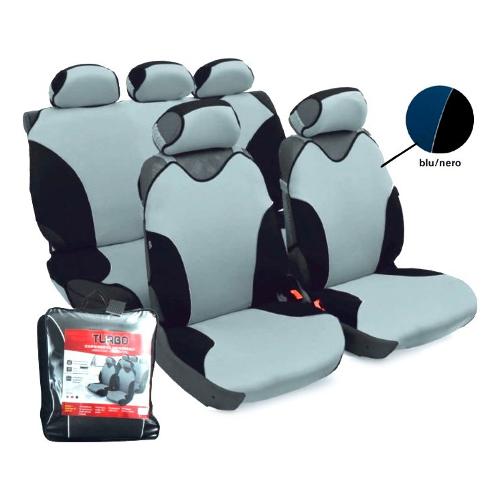 Coprisedili auto set anteriori e posteriori TURBO Blu e Nero 0128913