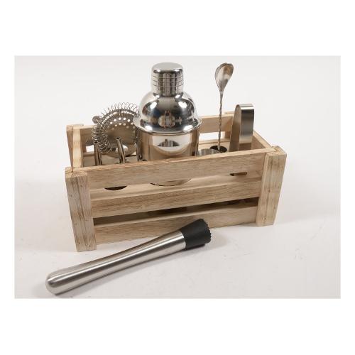 Mercury Set cocktail con cassetta legno 8 pz Cromo lucido 23541