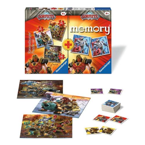 Ravensburger Puzzle 1x25 pz, 1x36 pz, 1x49 pz Multipack con Memory 48 Carte 4a+ GORMITI 20519