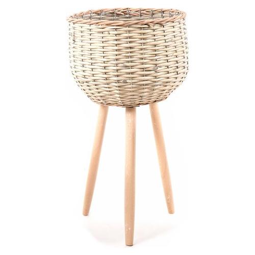 Mercury Porta piante intrecciato con treppiede legno (57x30 cm) Naturale 59990