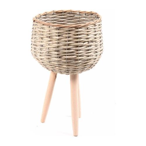 Mercury Porta piante intrecciato con treppiede legno (43x25 cm) Naturale 59990