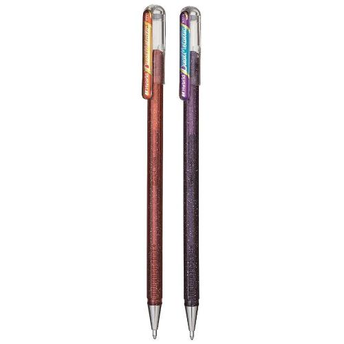 Pentel Set penne a sfera cappuccio 2 pz tratto Fine - 0,4 mm K110 HYBRID DUAL METALLIC Viola e Arancio gel 0X19078