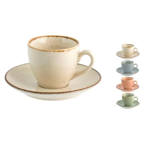 H&H Set tazzine caffè con piatto 4 pz (90ml) PEARL Colori assortiti 7284059
