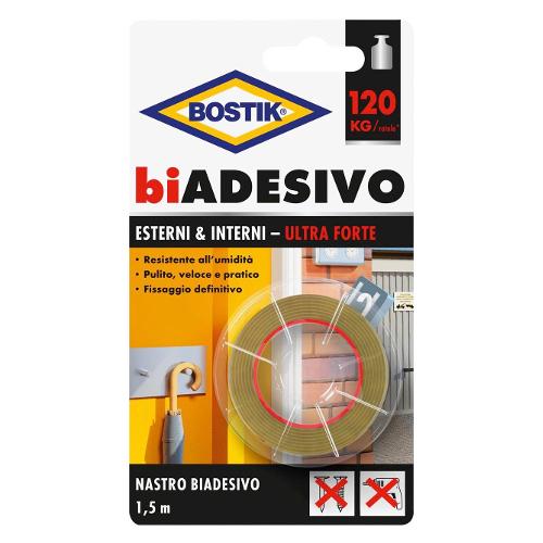 Uhu Bostik Nastro biadesivo Esterni & Interni Extra Forte 1,9cm x 1,5m 65652
