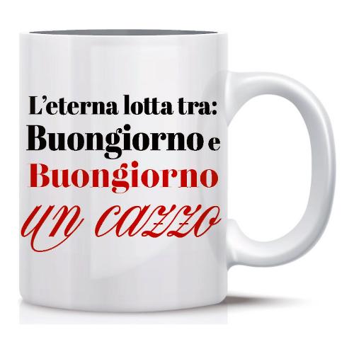 Marpimar Tazza mug Ceramica (325ml) L'Eterna Lotta tra Buongiorno E.. GOOD MORNING 21TT22