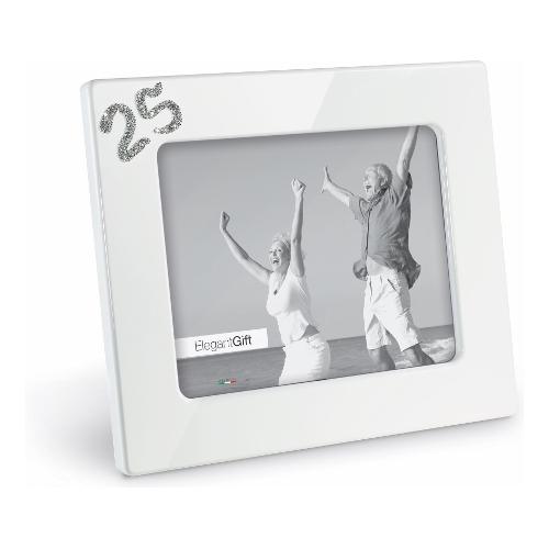 Portafoto per 1 foto 13x18 cm ANNIVERSARIO 25 Bianco EG250J25M