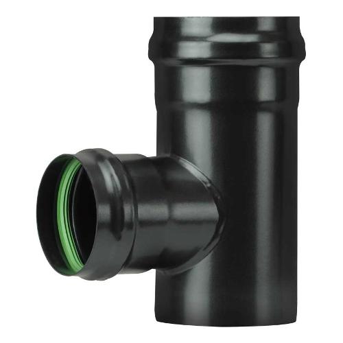 Save Fumisteria Tubo T canna fumaria (10cm) Ridotto 80mm FF PELLET LIGHT Nero opaco PN1005 8F