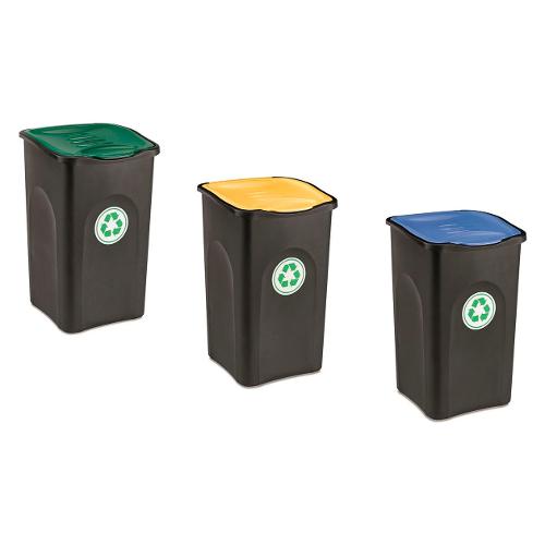 Pattumiera Set 3 Recycling ECOGREEN Colori assortiti 50L PF70693