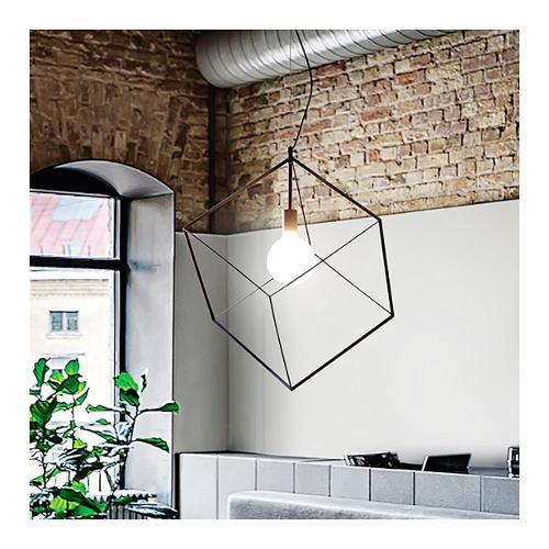 Perenz Sospensione CUBE Nero opaco (35x35x150cm) 10S46693 N 1 luce - E27 - Max 40W