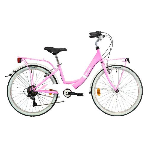 Cicli Lombardo City Bike acciaio ( 6 vel ) 24" RIMINI Rosa 4003 e Bianco lucido DY2407