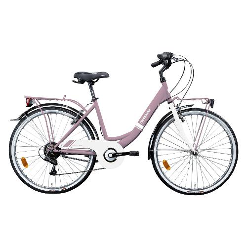 Cicli Lombardo City Bike ( 6 vel ) 26" DYNAMIC RIMINI AGEVOLE Acciaio Rosa e Bianco lucido Tg. 43 DC2603
