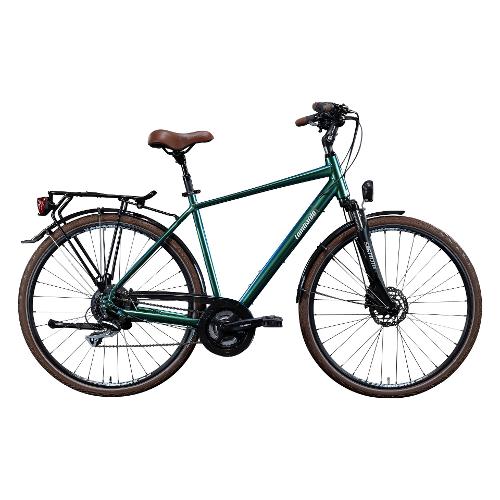Cicli Lombardo City Bike alluminio ( 24 vel ) 28" MILANO MAN Verde metallic e Marrone DT2801 (taglia 48 )