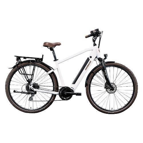 Cicli Lombardo Bici Trekking elettrica 28" ( 36V; 13,4Ah 500Wh ) MARATEA MAN Bianco e Nero opaco MT2801 (taglia 48 )