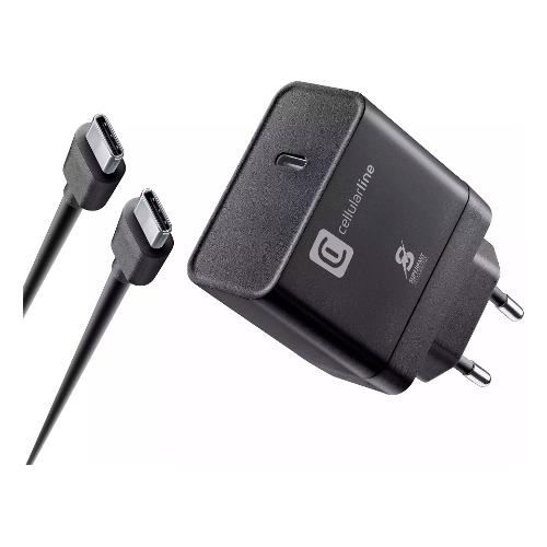 Cellular Line Caricabatterie USB Type-C FAST CHARGER 45W Kit Power Delivery Black ACHSMKITC2C45WK
