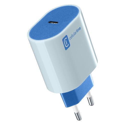 Cellular Line Caricabatterie USB Type-C STYLECOLOR 20W Power Delivery Blu ACHUSBCSMARTPD20WB