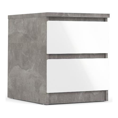 Tvilum NAIA Comodino 2 Cassetti Ossido cemento e Bianco lucido Mobile KIT (40,4x40x49,5cm)