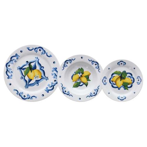 Andrea Fontebasso Servizio piatti Porcellana 18 pz Citrus ATOLLO Bianco, Blu e Giallo AJ070184493