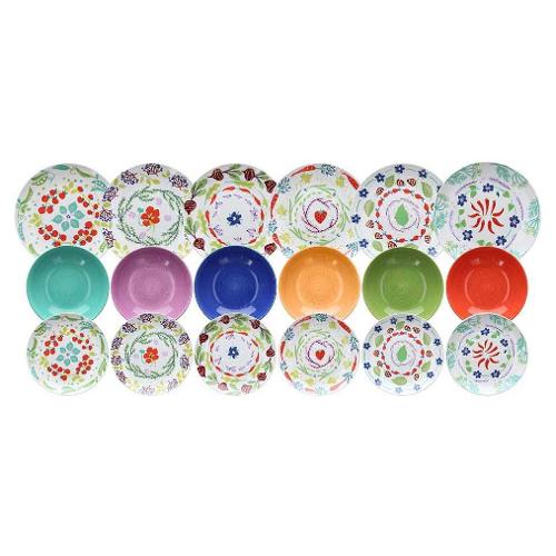 Servizio piatti 18 pezzi in porcellana Metropol Jungle Tognana - Casa Idea
