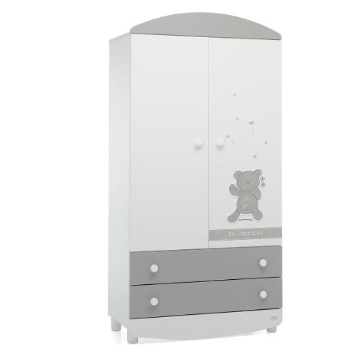 Foppapedretti Armadio infanzia MY LITTLE LOVE 2 Ante battenti, 2 Cassetti Bianco (90cm) Mobile KIT