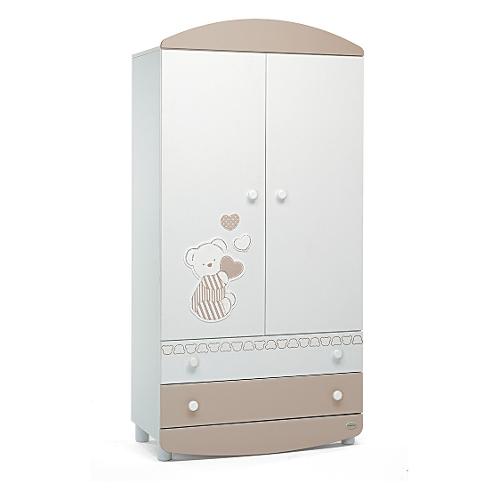 Foppapedretti Armadio infanzia DOLCECUORE 2 Ante battenti, 2 Cassetti (90cm) Mobile KIT