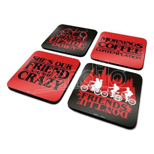 Pyramid International Set sottobicchieri 4 pz Sughero STRANGER THINGS Rosso e Nero CSP0025