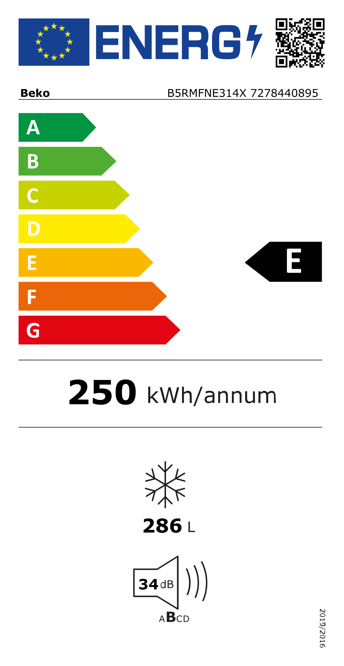 B5RMFNE314W - B5RMFNE314W BEKO CONGELATORE VERTICALE BEYOND, TOTAL  NO-FROST, 286 L, 59.5 CM - BEKO