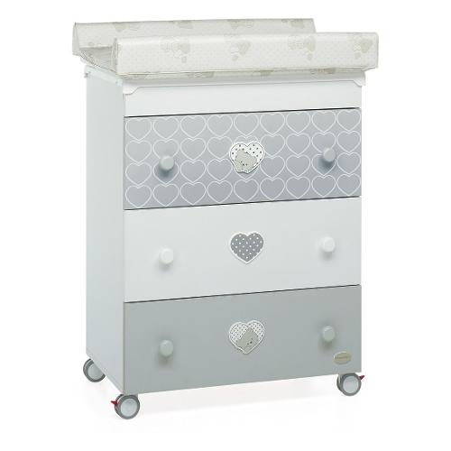 Foppapedretti Bagnetto fasciatoio 3 cassetti (69x47x89cm) LOVELY Bianco e Grigio 990058963