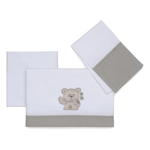 Foppapedretti Set lenzuola lettino completo 3 pz MY LITTLE LOVE Bianco e Grigio 9900279212