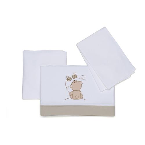 Foppapedretti Set lenzuola lettino completo 3 pz GOLOSONE Bianco e Beige 9900279281