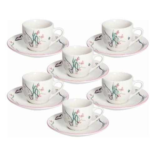 Confezione 4 tazze cappuccino con piatto Flora - Tognana