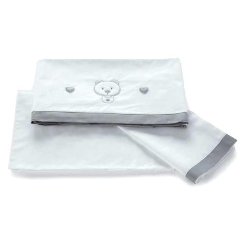 Pali Set lenzuola lettino completo 3 pz MOON Bianco e Grigio 0658Moon