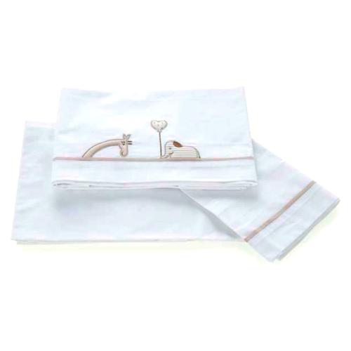 Pali Set lenzuola lettino completo 3 pz SAVANA Bianco e Tortora 0658Savana