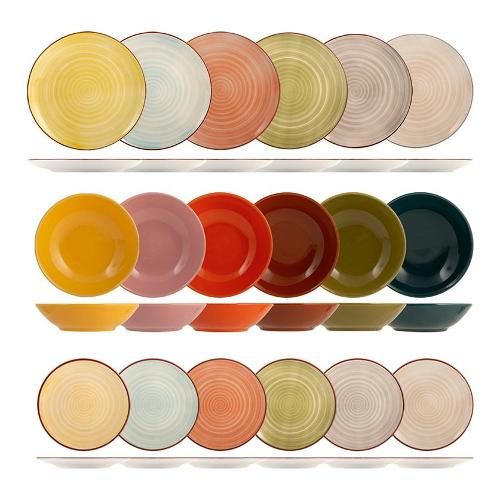 Cpo Servizio piatti Gres 18 pz Colori assortiti