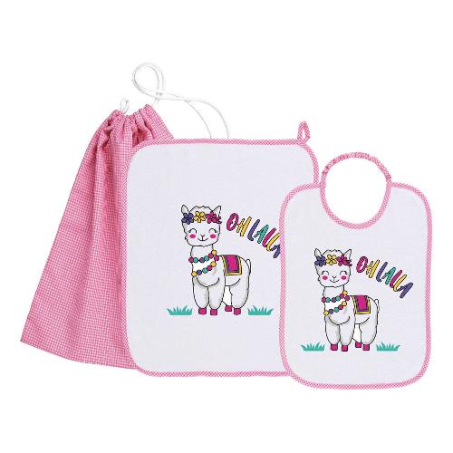 Siggi Set asilo bambina Lama pz taglia unica HAPPY SCHOOL Bianco