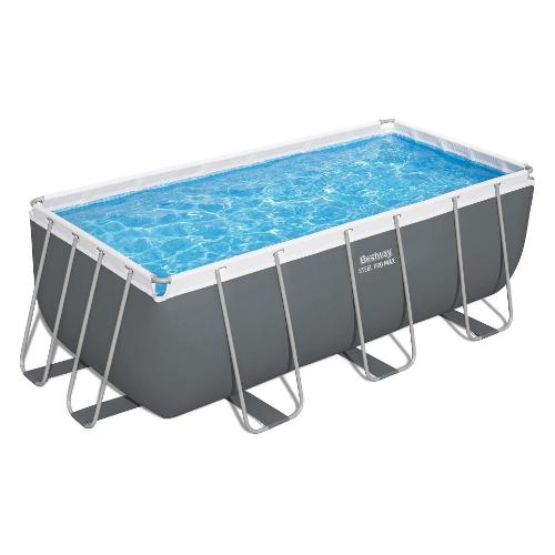 Bestway Piscina con accessori (412x201x122cm) per 3 - 4 persone POWER STEEL Grigio 56456 5