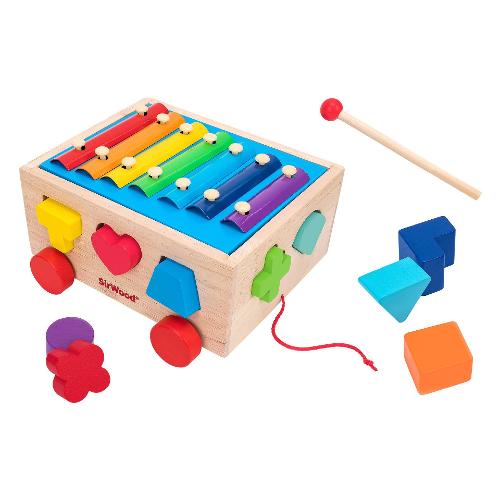 Globo Carrettino Forme e Musica in Legno SIR WOOD 40615