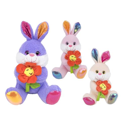 Globo Peluche Coniglio Seduto con Fiore (23cm) PELUX Assortito 83485