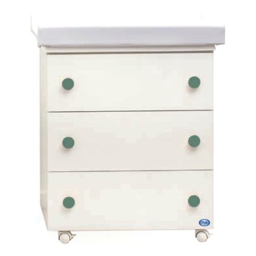 Pali Bagnetto fasciatoio 3 cassetti (76x45x90cm) ASTRID Bianco e Verde 053300Nv