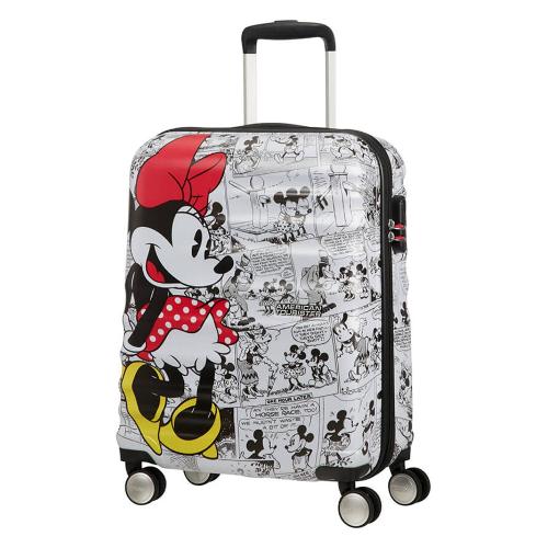 American Tourister Trolley cabina rigido tg. S (36Lt) 4 ruote (40x20x55cm) MINNIE comics white 85667 7484