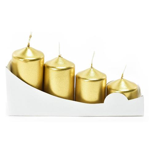 Mercury Set candele 4 pz Pillar Lucid  h. 40-85 mm (4cm) CHRISTMAS Oro 94335