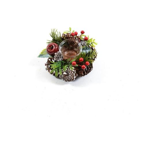 Mercury Porta candela (16x7cm) Pigne e Bacche CHRISTMAS 88134