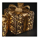 Decoro NATALE Pacco Regalo Metallo Oro 25 x 25 x 25 cm 81151 l