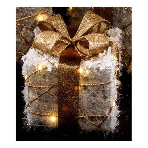 Mercury Decoro CHRISTMAS Pacco Regalo Metallo Bianco e Oro (15x15x15 cm) 81342 s