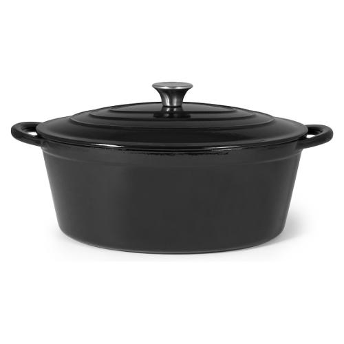 H&H Casseruola ovale con coperchio ghisa (33,5x21x12cm) Nero 7010134